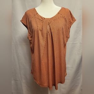 Worthington Blouse Keyhole Pleated Size XL Orange and Black
